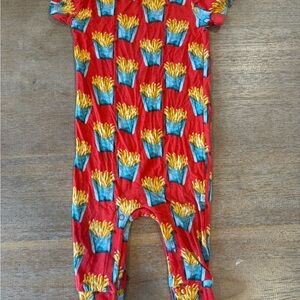 Posh Peanut Red and Blue French Fry Print Kids One Piece